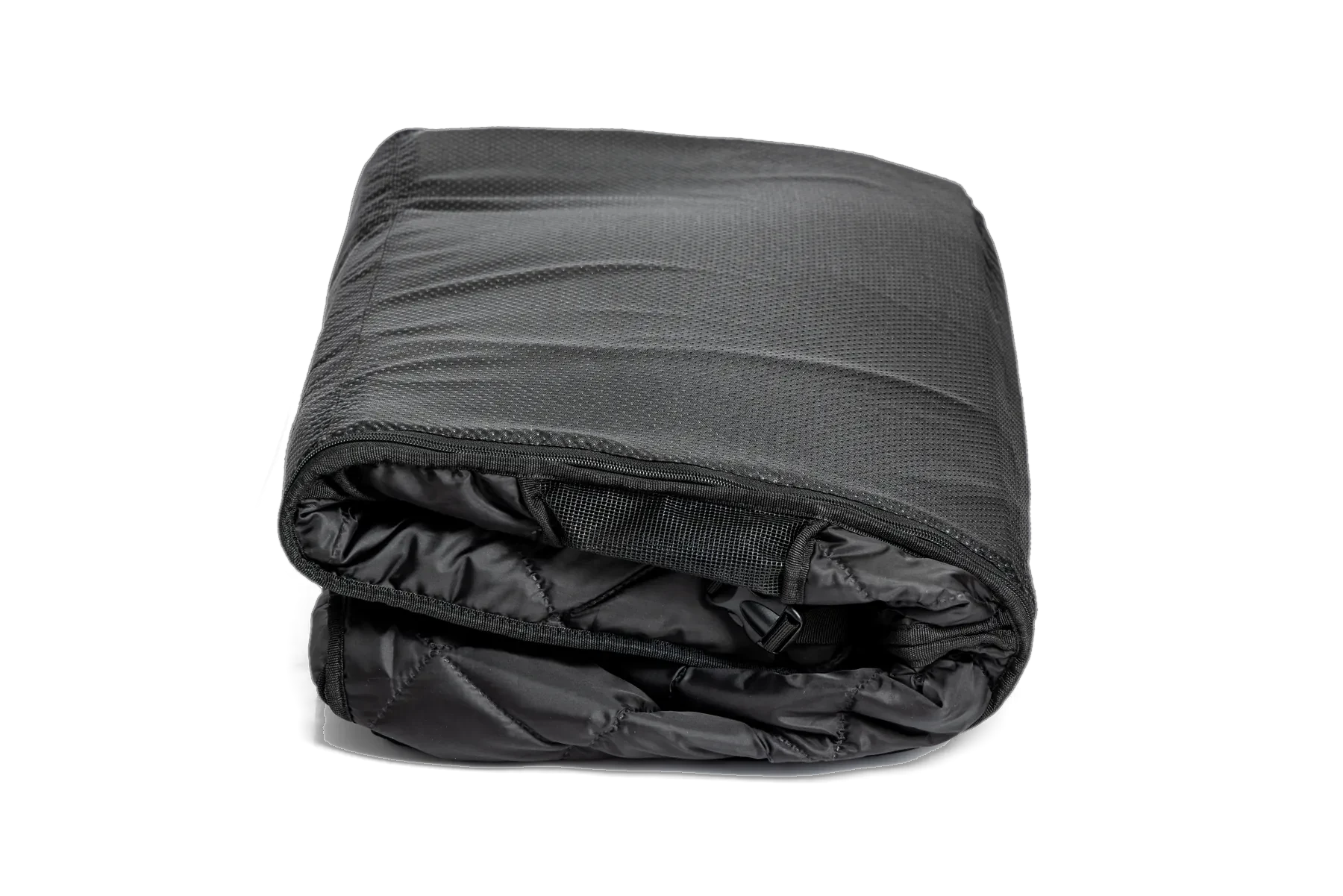 MOON Dog Car Seat Cover, folded, black quilted top
